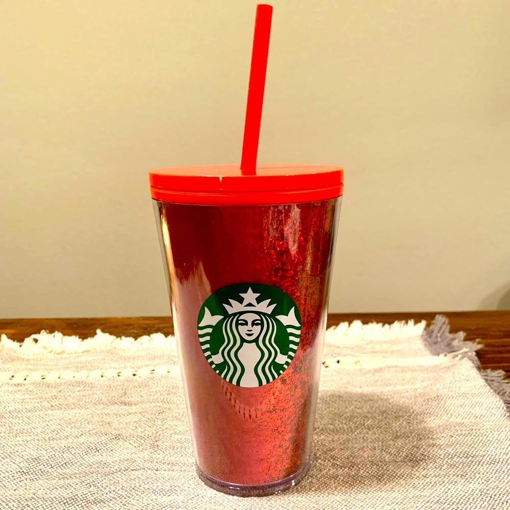 Starbucks Exclusive Red Glitter 16oz Tumbler Cup